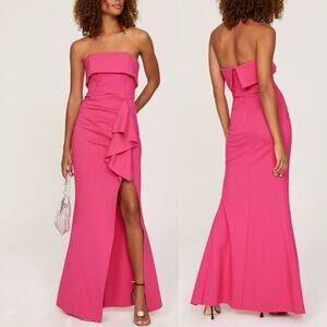 Elliatt Across Pink strapless cocktail party Maxi Gown ruffle details sz S